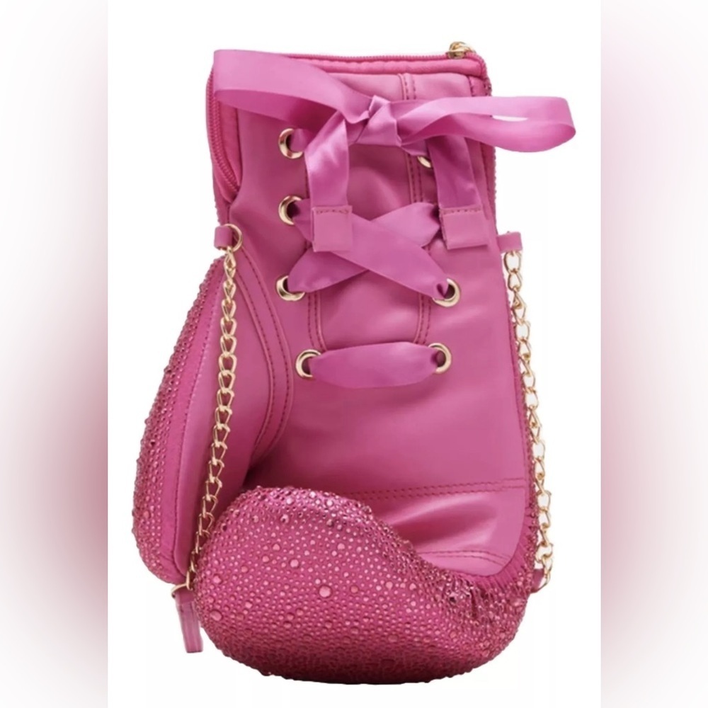 Betsey Johnson pink rhinestone boxing glove 🥊 clutch or crossbody purse. - Picture 4 of 6